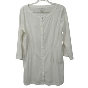 Christian Siriano for J.Jill White Pintuck Tunic Top Button Front Tall Medium